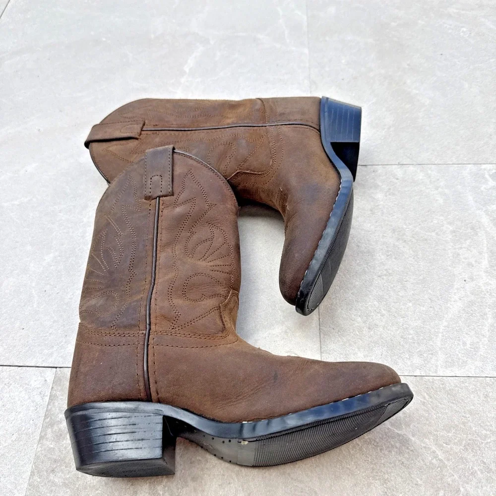 Masterson Boot Co Brown Real Leather Western Cowboy Boots Kids Size 13M RB2000C
